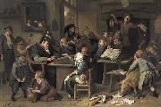 Jan Steen A school class with a sleeping schoolmaster, oil on panel painting by Jan Steen, 1672 oil
